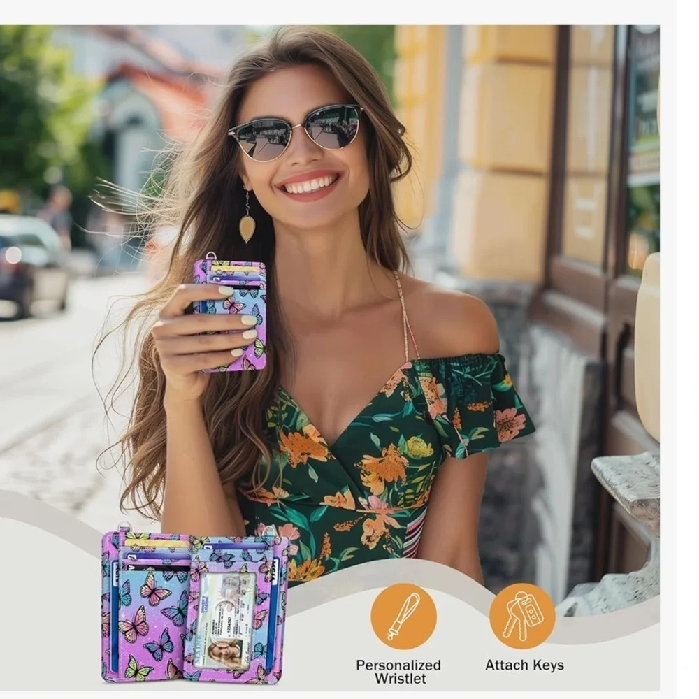 Credit Card Holder Slim Wallet, Butterfly RFID Wallet Women's (new)